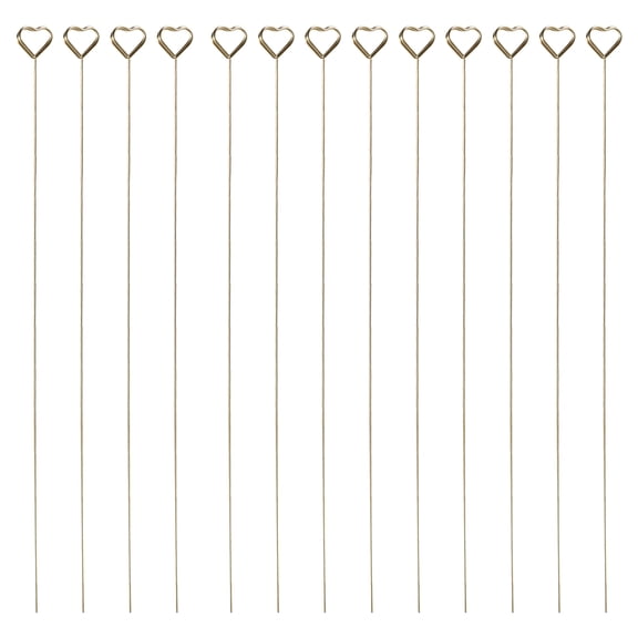 HEATSHAKING 30Pcs Golden Flower Card Holder Sticks with Decorative Heart Coil Clips for Home Use