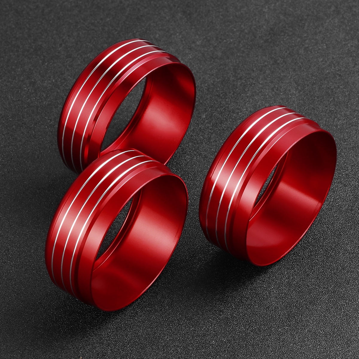 HEATSHAKING 3Pack Red Anodized Aluminum Car Shift Knob Cover for Models ...