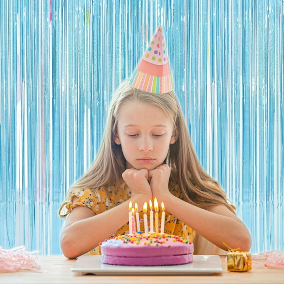 HEATSHAKING 3Pcs Blue Fringe Backdrop for Stage 200x100cm