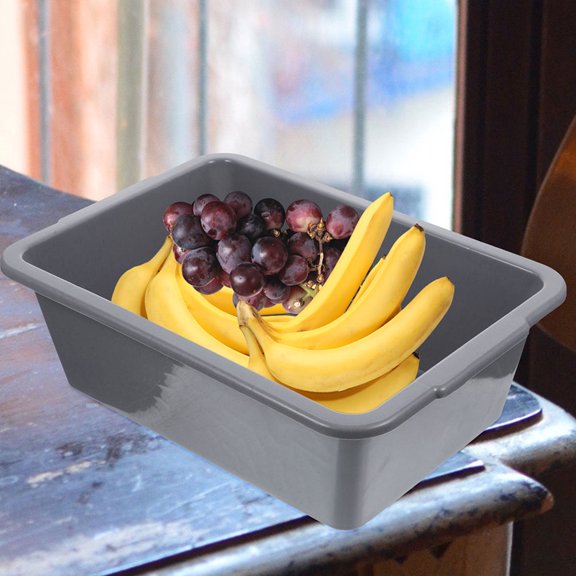 HEATSHAKING 3Pcs Commercial Plastic Bus Tub Rectangular Storage Bin with Smooth Bottom and Rounded Corners