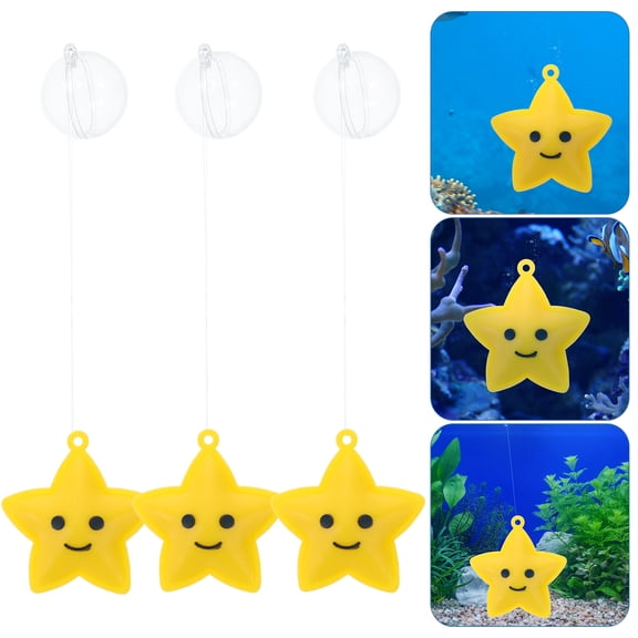 HEATSHAKING 3Pcs Fish Aquarium Decoration Soft Rubber Moon Shape for Betta Fish Tank