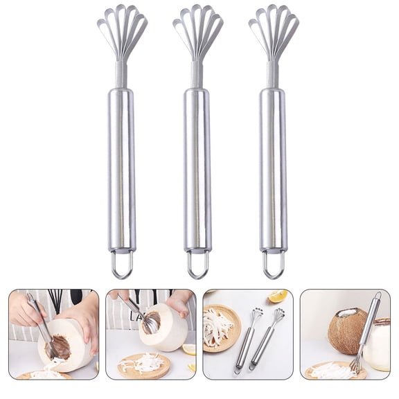 HEATSHAKING 3Pcs Hanging Stainless Steel Coconut Graters Double Sided Kitchen Meat Removal Tools