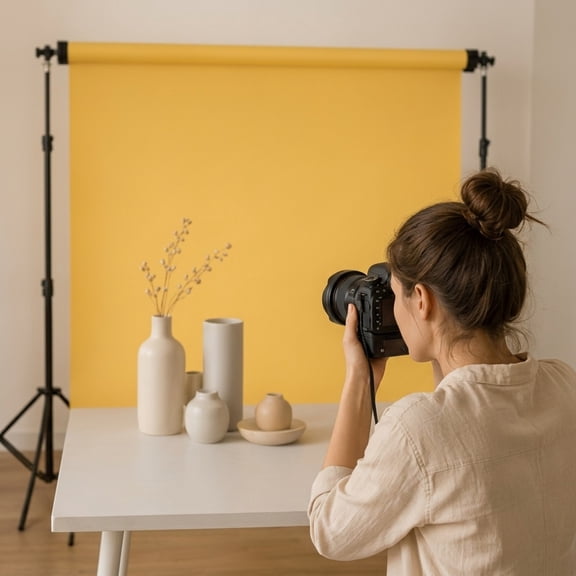 HEATSHAKING 3Pcs PVC Background Set Frosted Waterproof Anti-Wrinkle Photo Backdrop Cloth in Black White Yellow