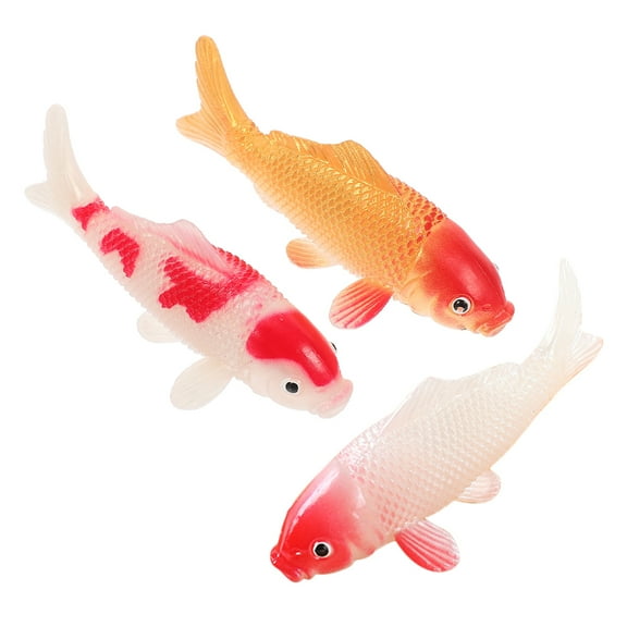 HEATSHAKING 3Pcs PVC Floating Koi Fish Decor Mini Koi Fish Figurines For Home And Office Aquarium