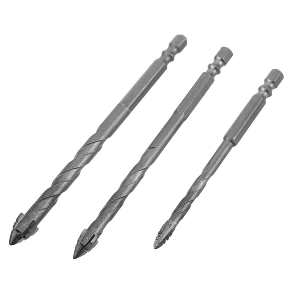 HEATSHAKING 3Pcs Plated Silver Drill Bit Set for Impact Driver Tile and Concrete High Precision Positioning