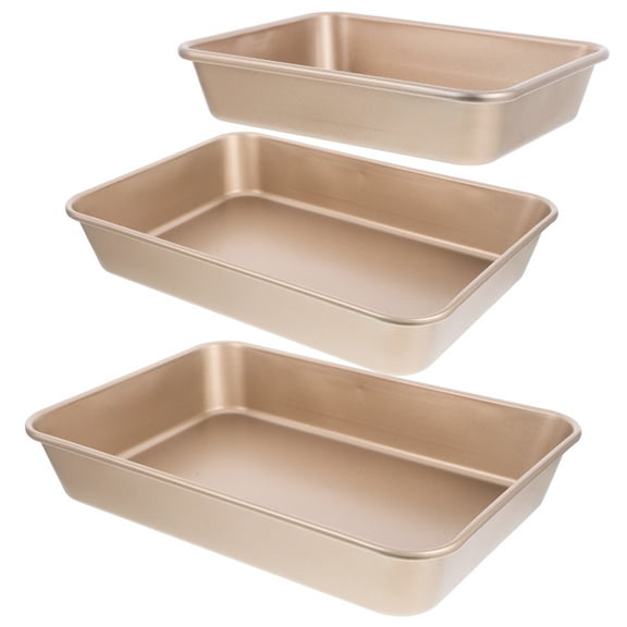 HEATSHAKING 3Pcs Multipurpose Plated Gold Baking Pan Set Nonstick for Oven and Toaster Oven