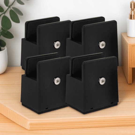 HEATSHAKING Steel ABS Velvet Adjustable Bed Risers Black for Home Furniture 4Pcs