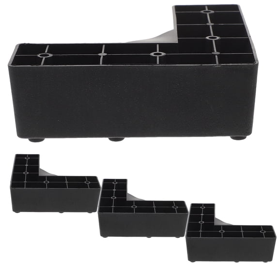 HEATSHAKING 4Pcs Black Furniture Risers Plastic for Bed Sofa Couch Cabinets Prevent Floor Damage