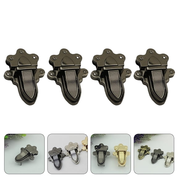 HEATSHAKING 4Pcs Box Clasp Metal Bag Closure Latches for Diy Bag Making and in Dark Grey