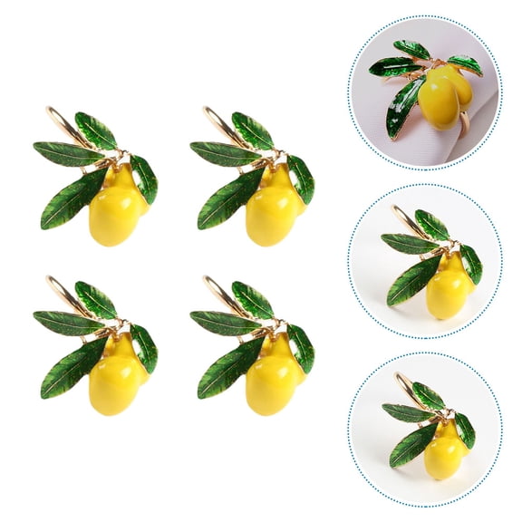HEATSHAKING 4Pcs Elegant Lemon Shape Napkin Ring Assorted Colors for Festival Decor