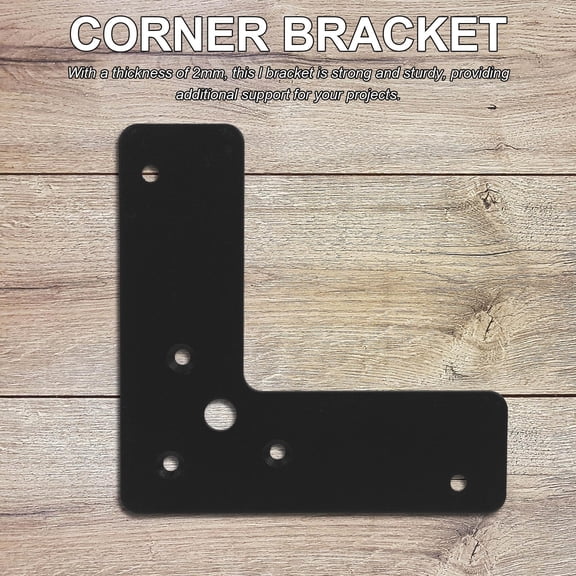 HEATSHAKING 4-Pack Heavy Duty Black L-Shaped Flat Angle Brackets for Wood Furniture Support and Reinforcement