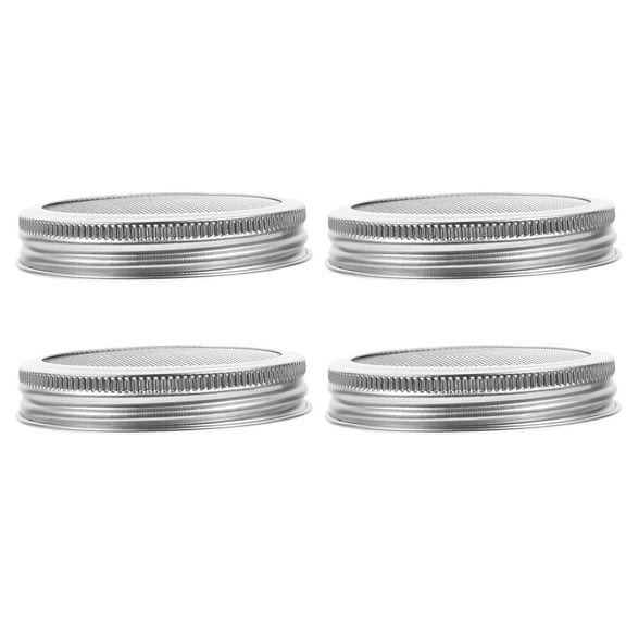 HEATSHAKING 4Pcs Jar Sprouting Lids Plated Silver Stainless Steel Mesh Screen for Growing Sprouts