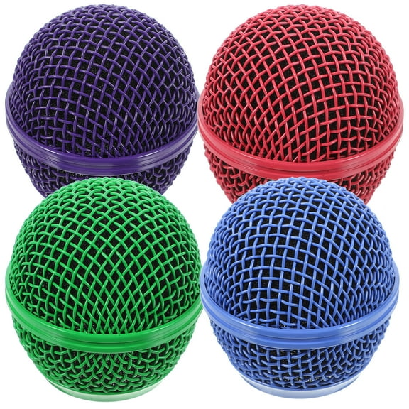 HEATSHAKING 4Pcs Microphone Accessories Mic Ball Head Replacement Metal Purple Design