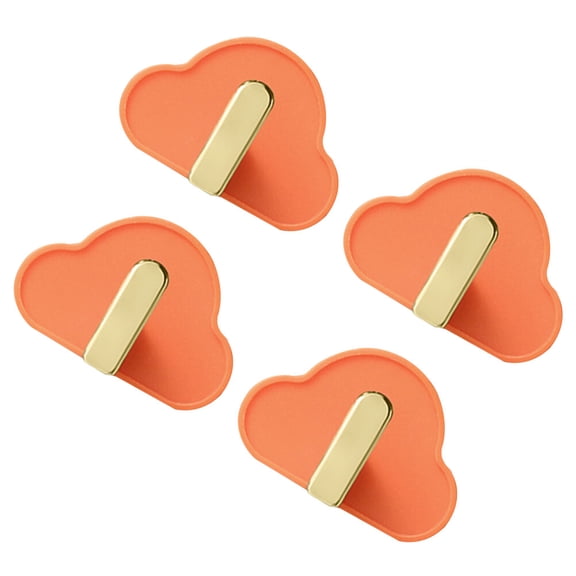 HEATSHAKING ABS Cloud Shape Wall Hooks Orange Adhesive Clothes and Hat Organizer for Home Use 4Pcs