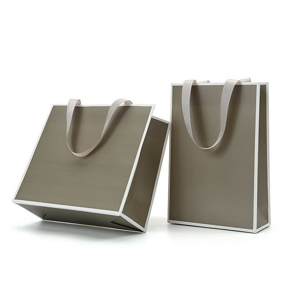 HEATSHAKING 4Pcs Present Wrapping Bags Coated Paper Jewelry Packaging Sack Grey for Celebrations 8.7X5.9in