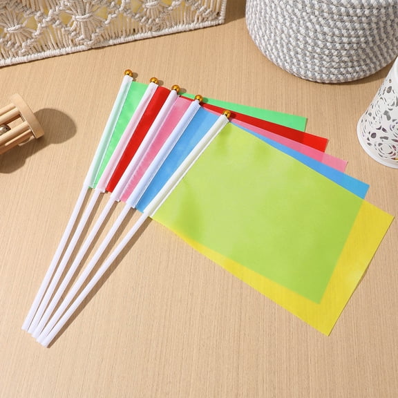 HEATSHAKING 50Pcs Durable Polyester Waving Flags Assorted Colors Handheld Party Flags