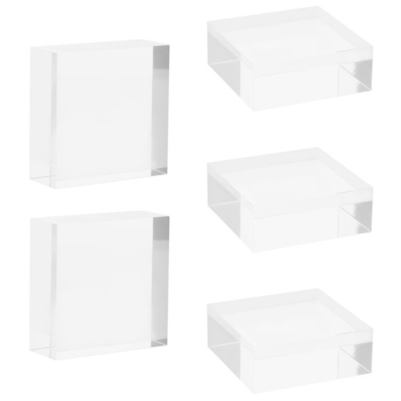 HEATSHAKING 5Pcs Acrylic Square Display Block Holder for Cosmetics Jewelry and Art Display Transparent