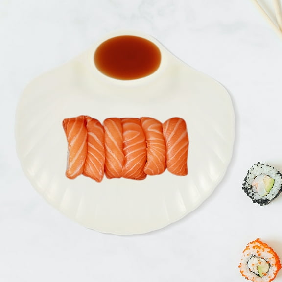 HEATSHAKING 5Pcs White Seashell Tray Multipurpose Sushi Dumpling Serving Plate Set