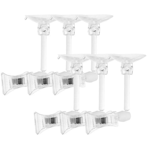 HEATSHAKING 6Pcs Aquarium Sucker Clip Transparent Fish Tank Feeding Tool with Stable Suction