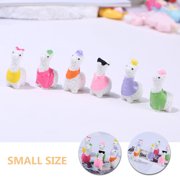 HEATSHAKING 6Pcs Small Resin Alpaca Figurines Assorted Colors for Desktop Garden and Indoor Ornament