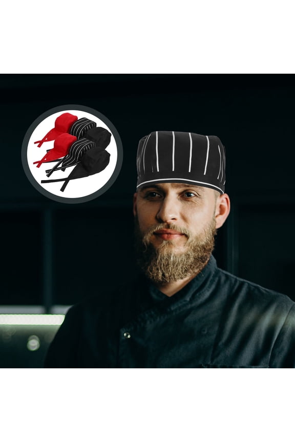 6pcs Unisex Cotton Chef Hats Tieback Design, Adjustable Kitchen Caps