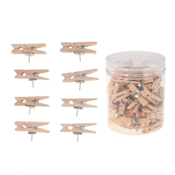 HEATSHAKING 70Pcs File Clips Wooden Clips for Home Office Supplies and Craft Projects Khaki