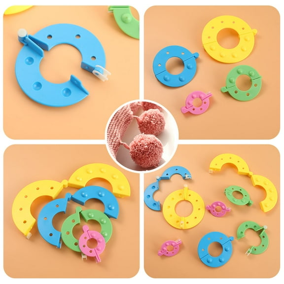 HEATSHAKING 8Pcs Pompom Maker Fluff Ball for Yarn Ball Making Random Color 15 x 9 x 4 cm