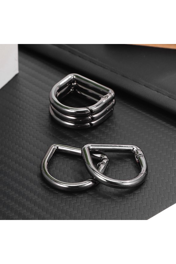 9Pcs Compact Black D Ring Spring Clips Metal Keychain Snap Hooks for Purse Strap Fastener