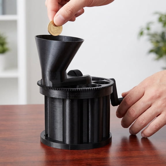HEATSHAKING Black Plastic Manual Coin Sorter for Office Use with Accurate Counting