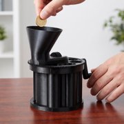 HEATSHAKING Black Plastic Manual Coin Sorter for Office Use with Accurate Counting