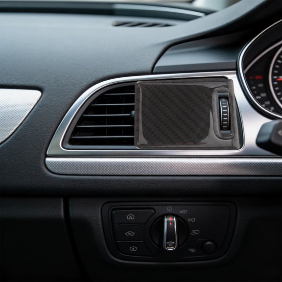 HEATSHAKING Automotive Carbon Fiber Air Outlet Stickers Black Car Vent Covers for Interior Trim