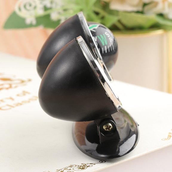 HEATSHAKING Black Car Compass Dashboard Guide Ball with Accurate Thermometer for Road Navigation