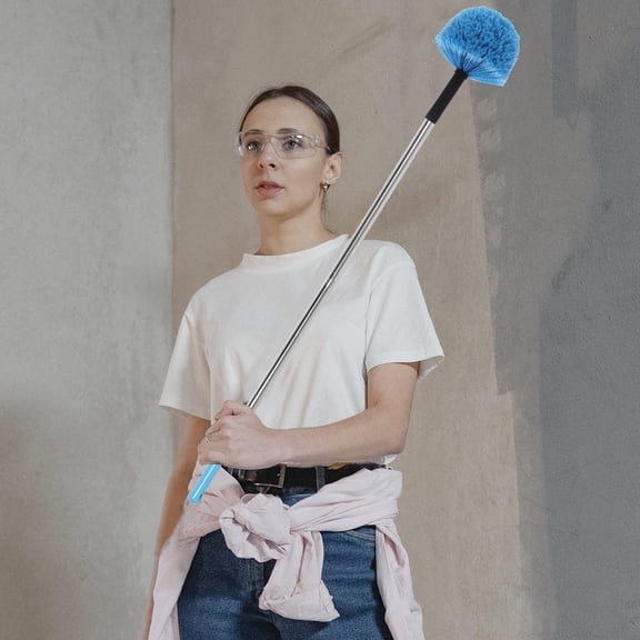 HEATSHAKING Blue Ceiling Spider Web Duster Brush Head with Flexible Design for Easy Dusting