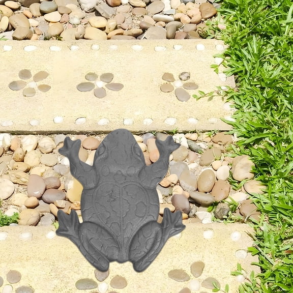 HEATSHAKING Plated Silver Cast Iron Frog Garden Statue Decorative Stepping Stone for Outdoor Pathway
