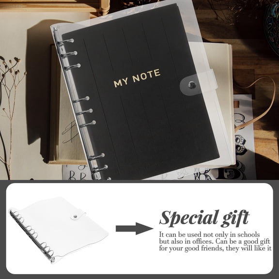 HEATSHAKING Clear Plastic Binder Notebook Shell with 9 Rings for Scrapbook and Planner Protection
