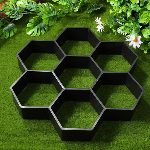 HEATSHAKING Concrete Hexagon Form Paving Mold Black For Garden Path 1Set