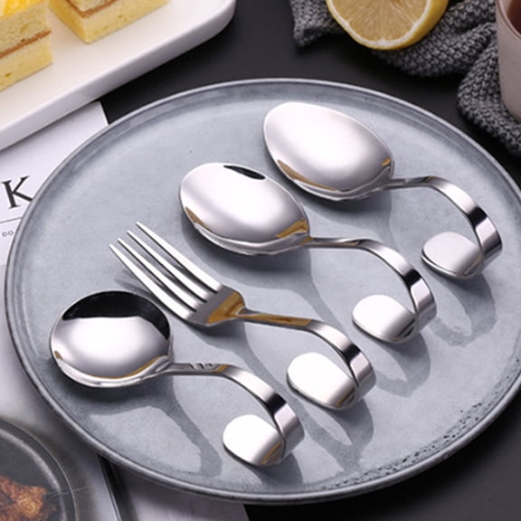HEATSHAKING Dessert Fork, 6Pcs, Curved Handle, Stainless Steel, for Sophisticated Meals