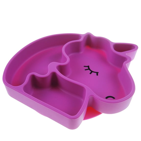 HEATSHAKING Divided Plate in Rosy Silicone with Large Base Stable Non Slip for Mealtime