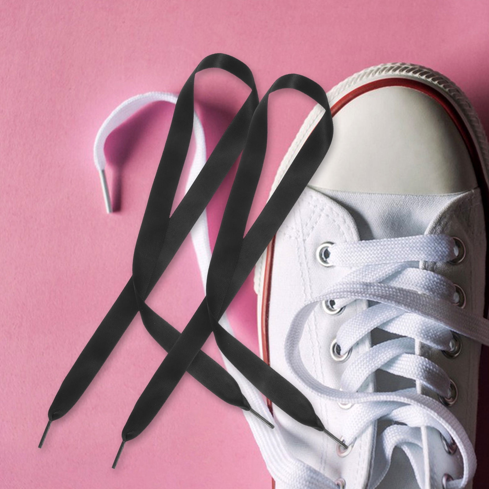 View of HEATSHAKING Diy Project Friendly Flat Black Shoelaces 1 Pair Made From ...