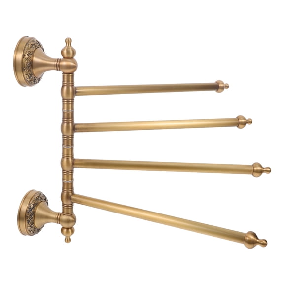 HEATSHAKING Golden Copper Bathroom Shelf with Rotatable Towel Bar for Convenient Space Saving Storage
