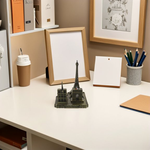 HEATSHAKING Golden Eiffel Tower Metal Model with European Architecture Design for Home Office Decor