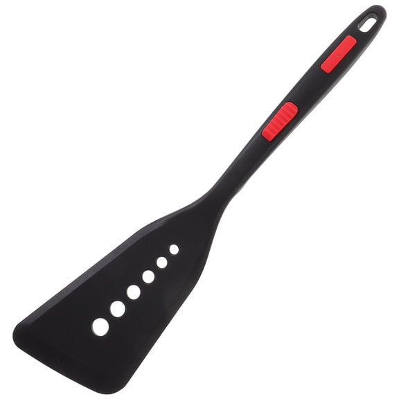 HEATSHAKING Heat Resistant Black Silicone Kitchen Spatula with Long Handle for Non Stick Cookware