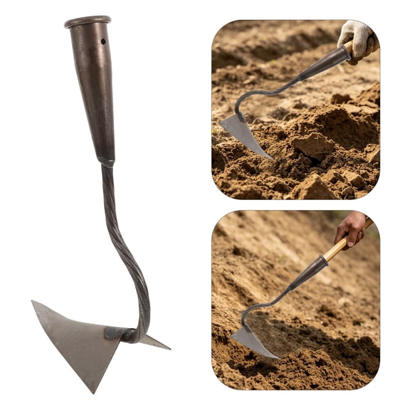 HEATSHAKING Heavy Duty Triangular Garden Hoe with Pointed Head for Soil Digging and Landscaping