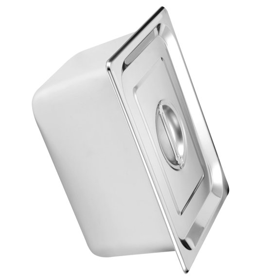 HEATSHAKING Home Use Stainless Steel Buffet Serving Pan with Rounded Corners and Lid Plated Silver