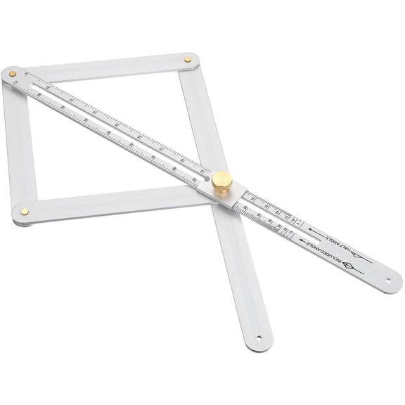 HEATSHAKING Large Plated Silver Miter Measuring Tool with Angle Gauge and Foldable Ruler for Woodworking