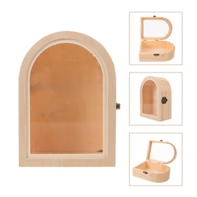 HEATSHAKING Dust-Resistant Tabletop Display Case with Transparent Acrylic and Wood for Collectible Figurines