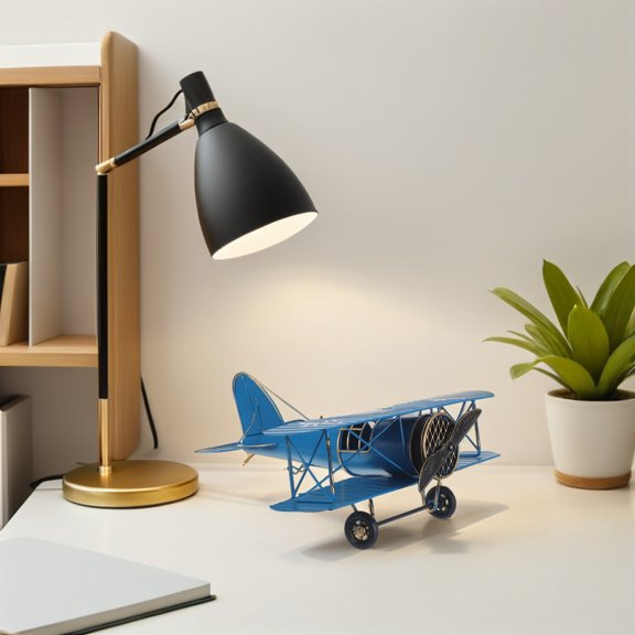 HEATSHAKING Lightweight Blue Iron Biplane Model Airplane for Table Display and Collector Decor