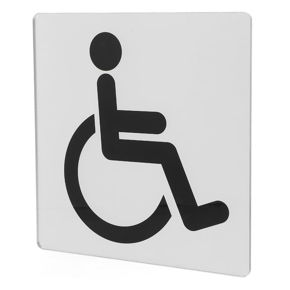 HEATSHAKING Minimalist White Acrylic Handicap Toilet Sign Self Stick Disabled Washroom Indicator