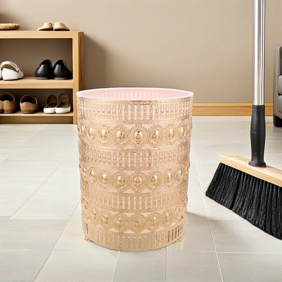 HEATSHAKING Modern Wrought Iron Wastepaper Basket with Middle Eastern Design for Stylish Home Decor