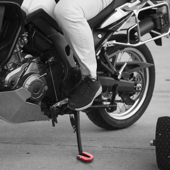 HEATSHAKING Motorcycle Side Stand Pad Red Enlarged Base for Stable Parking Motorbike